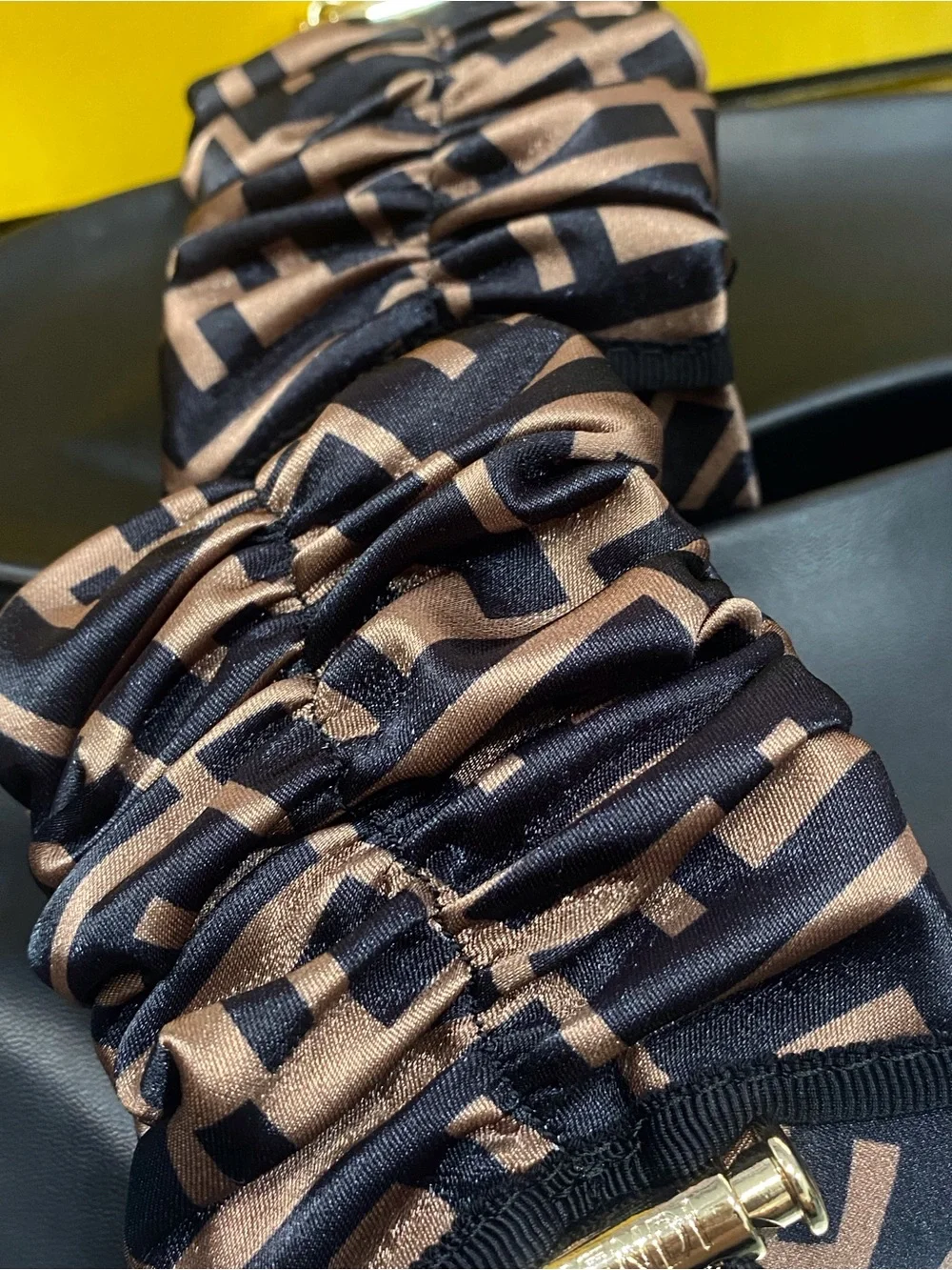 Fendi Brown Monogram Scrunch Slide Sandals
